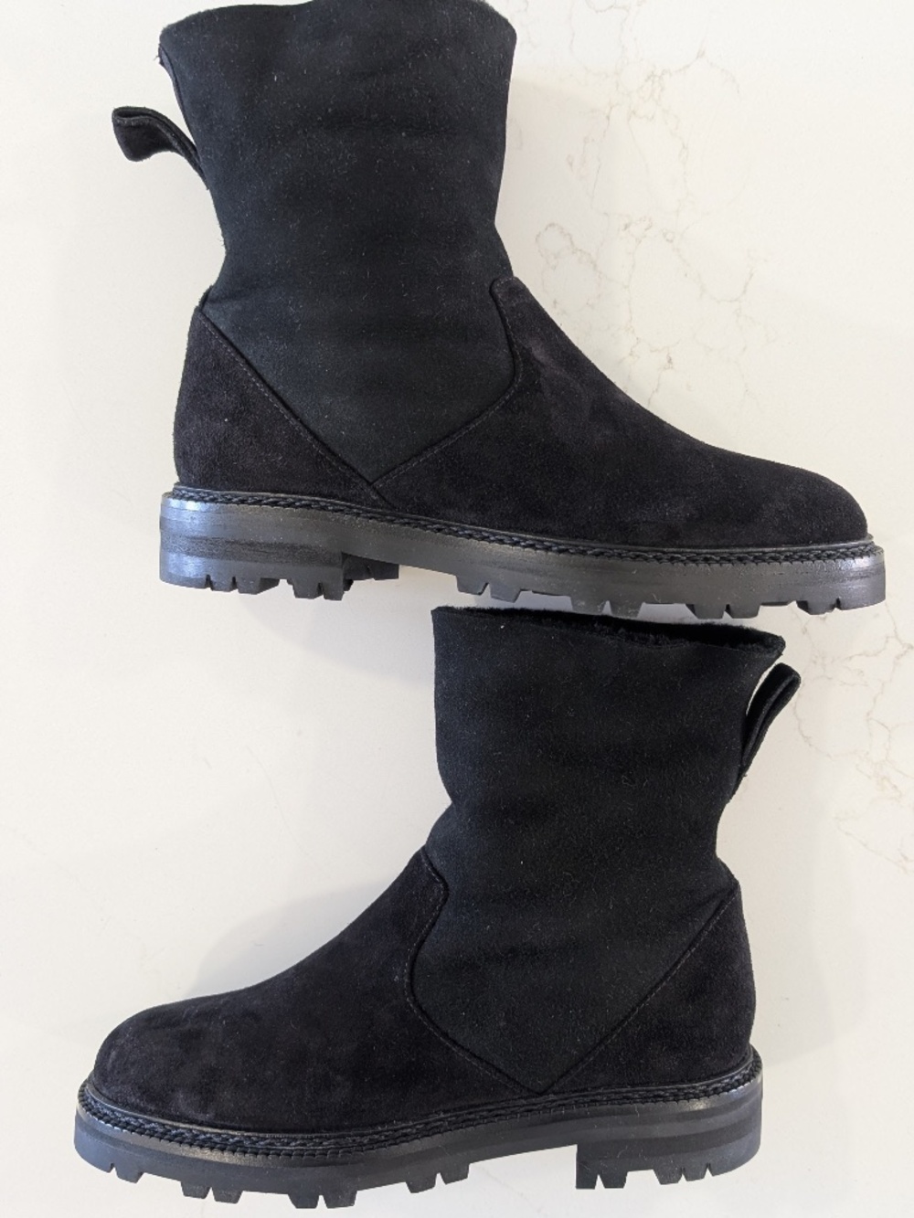 Manolo Blahnik Tomosa Black Suede Shearling Ankle Boots EU 36 US 6 NIB $1385